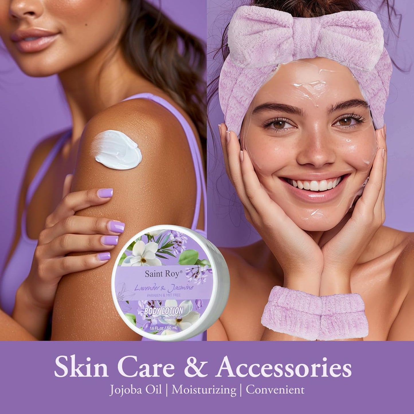 Home Spa Gift Basket for Women, Lavender Jasmine Bath & Body Care Kit | Bath and Body Gift Baskets, Self Care Birthday Gift for Women, Spa Gifts for Birthday, Christmas