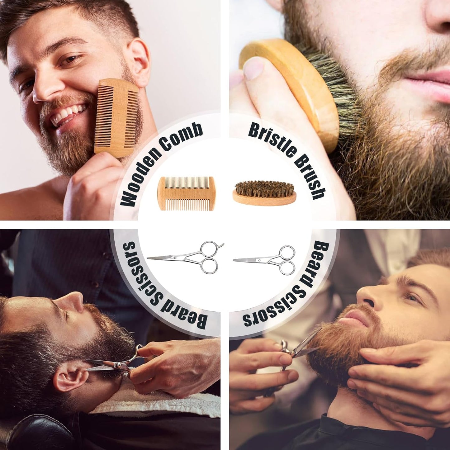 Beard Care Gifts Kit for Men - Beard Mustache Grooming Kit | Beard Balm, Beard Wash, Beard Oil, Brush, Scissors - Birthday Anniversary Gifts for Husband/Boyfriend/Dad/Him