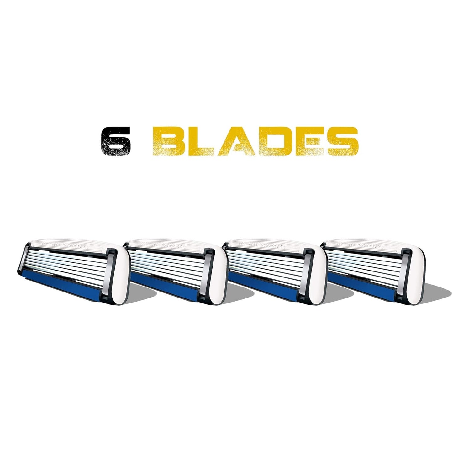 Men'S HB6 Refill Shaving Razor Blades - 6 Stainless Steel Blades for No Tugging or Pulling, Shave Less, Works for Face, Body, and Scalp (4 Blades) 1 Pack
