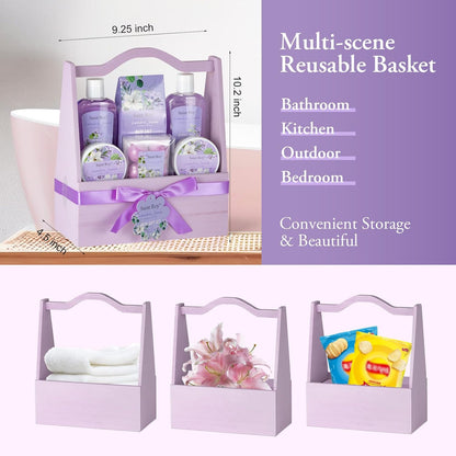 Home Spa Gift Basket for Women, Lavender Jasmine Bath & Body Care Kit | Bath and Body Gift Baskets, Self Care Birthday Gift for Women, Spa Gifts for Birthday, Christmas