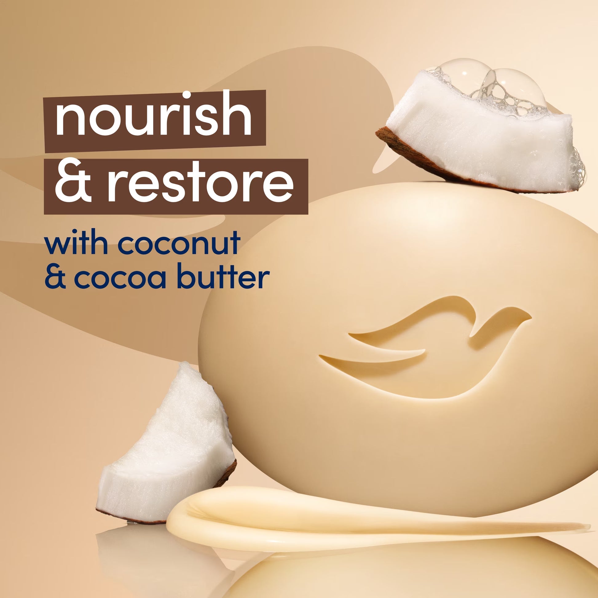 Beauty Bar Soap for Restored Skin, Restoring Coconut & Cocoa Butter, Nourishes Skin, 3.75 Oz 8 Bars