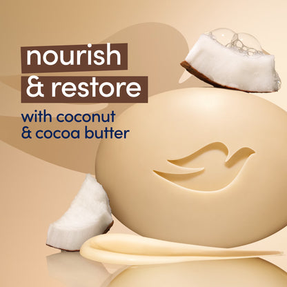 Beauty Bar Soap for Restored Skin, Restoring Coconut & Cocoa Butter, Nourishes Skin, 3.75 Oz 8 Bars
