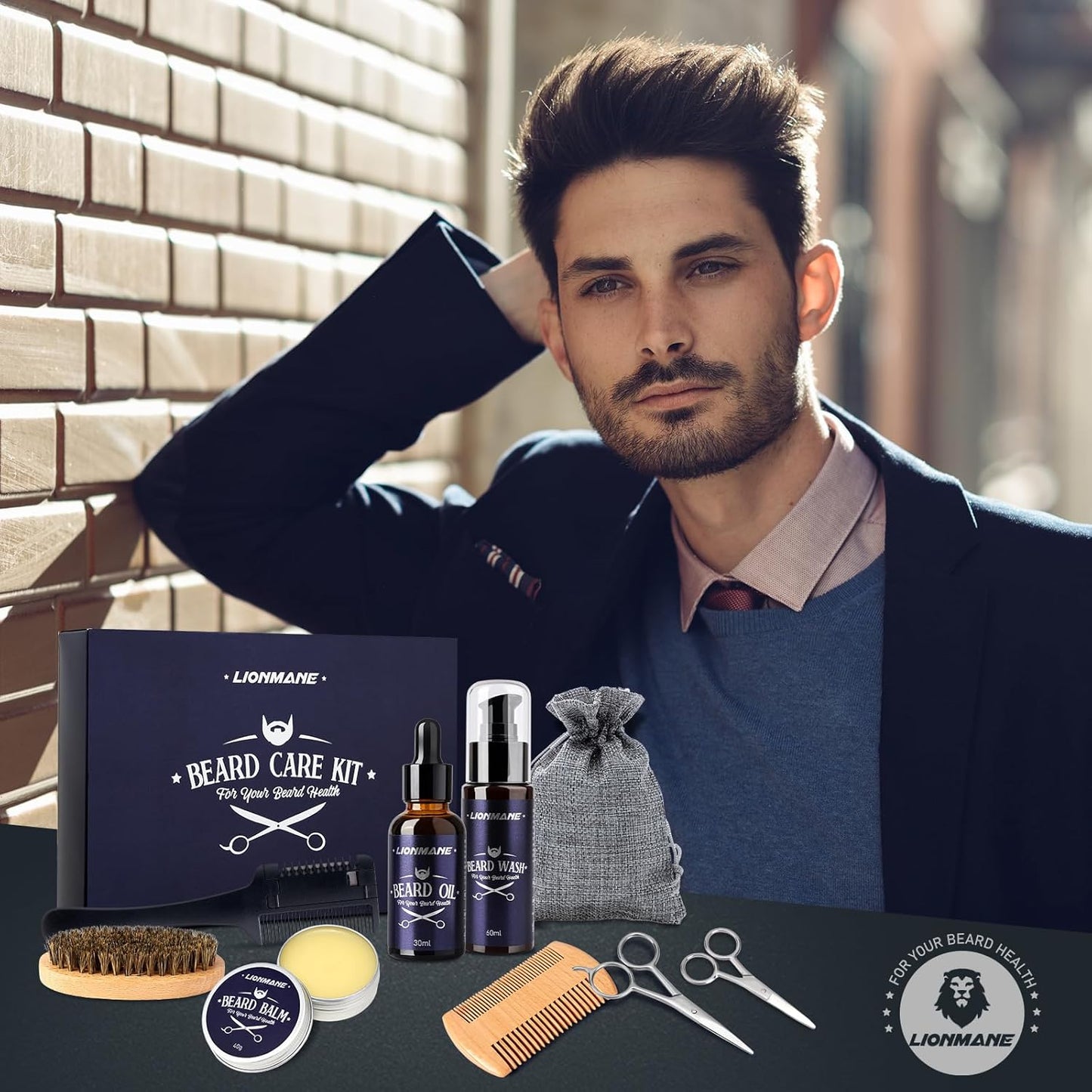 Beard Care Gifts Kit for Men - Beard Mustache Grooming Kit | Beard Balm, Beard Wash, Beard Oil, Brush, Scissors - Birthday Anniversary Gifts for Husband/Boyfriend/Dad/Him