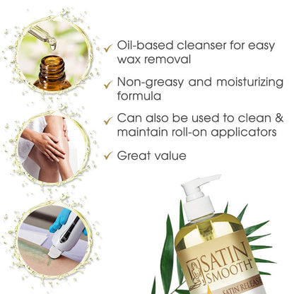 Release Wax Residue Remover Oil, Post Wax Treatment, 16 Oz | Quickly Removes Sticky Residue after Hair Removal, Ideal for Face and Body Waxing Aftercare Skin Cleanser