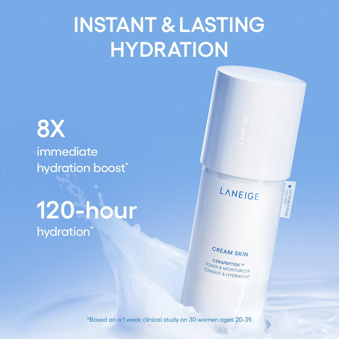 LANEIGE Water Bank Blue Hyaluronic Acid Cream Daily Face Moisturizer: Hydrating Korean Lightweight Face Cream with Ceramides & Squalane for Lasting Deep Hydration & Skin Barrier Support
