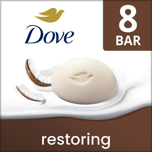 Beauty Bar Soap for Restored Skin, Restoring Coconut & Cocoa Butter, Nourishes Skin, 3.75 Oz 8 Bars